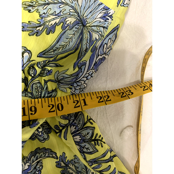 Loft Plus Trellis Garden Ruffle Sleeve Midi Dress Size 26 Yellow Elastic Waist - Picture 6 of 10